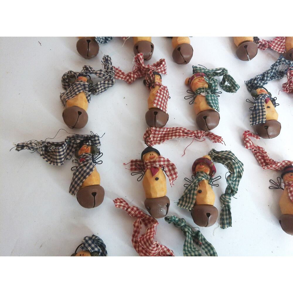 Vintage Snowman Jingle Bell Country Cottage Farm Ornaments Set of 23 - Picture 5 of 6